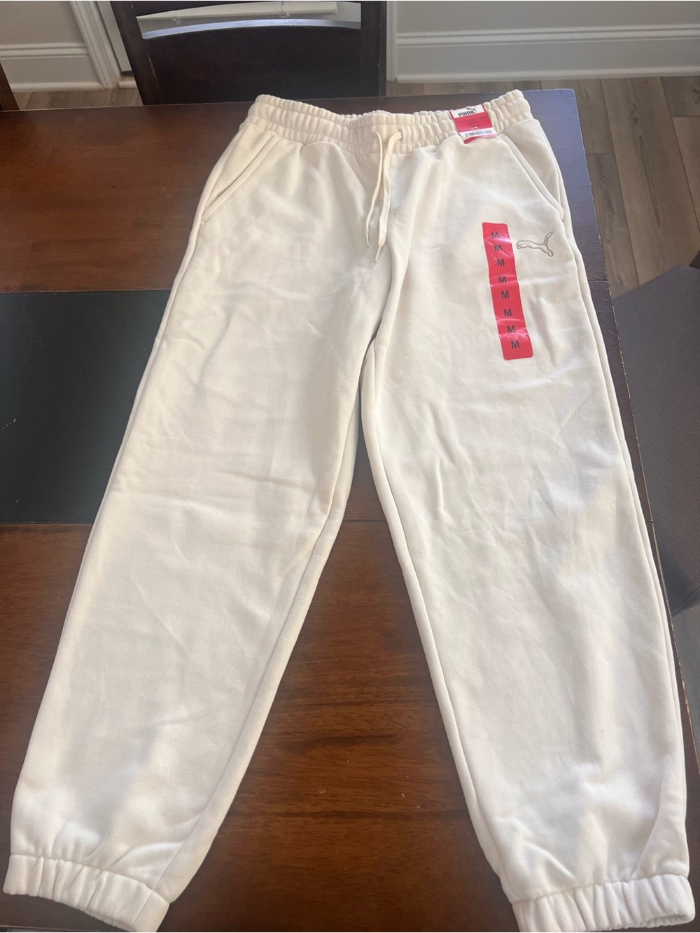 Puma Women’s Cream Sweatpants with Drawstring Waist - NWT